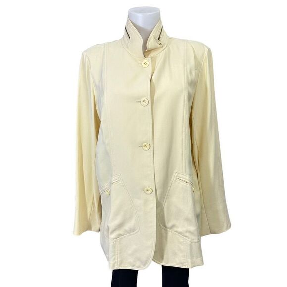 NEIMAN MARCUS EXCLUSIVE Vintage High Neck‎ Button Down Silk Tunic size large - Picture 1 of 9